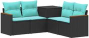 vidaXL Canapé Noir et Bleu Poly rotin et Acier