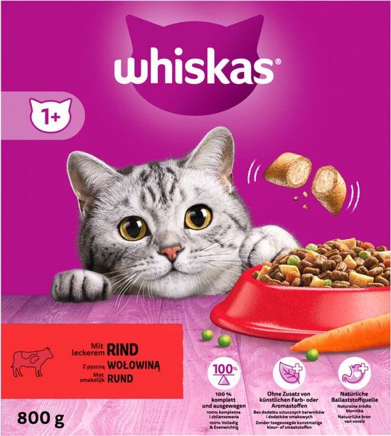 Whiskas Brokjes Adult - Kattenvoer - Rund 800 g
