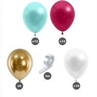 Boog 40 gekleurde ballonnen kit met 3 meter rood lint