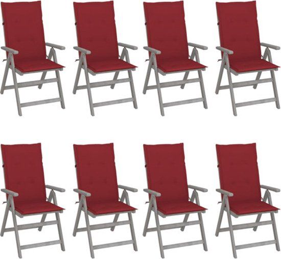 vidaXL Tuinstoelen 8 stuks verstelbaar met kussens acaciahout grijs