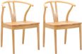 vidaXL Eetkamerstoel 2 st massief rubberhout naturel 54,5 x 58 x 77 cm