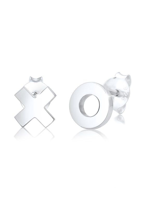 Elli Earrings XOXO Trend Cool Blogger 925 Silver Gold Plated