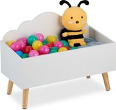 Merkloos Relaxdays speelgoedkist - wolk - 45 x 60 x 30 cm - mdf - kinderkamer - wit