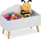 Merkloos Relaxdays speelgoedkist - wolk - 45 x 60 x 30 cm - mdf - kinderkamer - wit