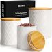 MIAMIO - Set van 3 pot de stockage en céramique avec un couvercle en bois hermétique
