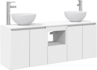vidaXL Badkamerkastenset 3 st Wit 129 x 35 x 80 cm Bewerkt hout