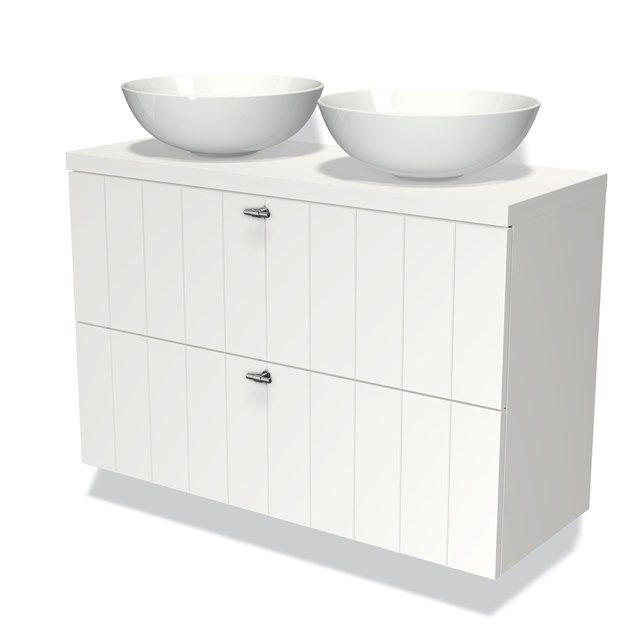 Maxaro Badkamermeubel Modulo Plato Slim 100cm Mat Wit 2 Lades Lamel