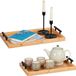 Merkloos Relaxdays dienblad bamboe - set van 2 - 2 groottes - met handgrepen - hoge rand