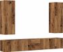 Maison Exclusive - Meuble TV mural, 5 pièces. Aspect vieux bois, matériau : panneau de fibres de bois