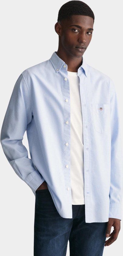 Gant Casual overhemd lange mouw blauw heren - Regular Fit - Maat L