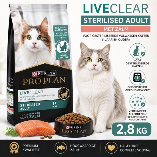 Purina Pro Plan LiveClear Sterilised Adult Zalm 2,8 kg