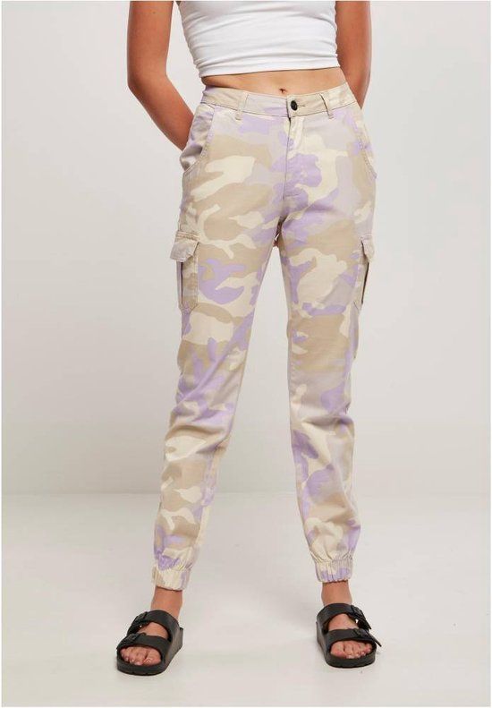 Urban Classics High Waist Camo Cargobroek - Paars - W26