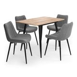 Vicco Eettafelset Beaver Goudkleurig Eiken/Zwart 110 x 70 cm met 4 stoelen, grijs