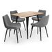 Vicco Eettafelset Beaver Goudkleurig Eiken/Zwart 110 x 70 cm met 4 stoelen, grijs