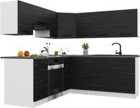 B BELINI GROUP BELINI Keukenblok ITALIA 6 - Keukenmeubel Set 360 cm Ebbenhout met Werkbladen - Boven- en Onderkasten
