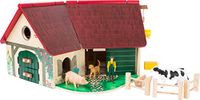 Small Foot Woodfriends Farm with Wooden Accessories with Folding Roof and Animal Figures, from 3 Years, 11005