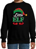 Bellatio Decorations Little elf Kerst sweater - zwart - kinderen - Kersttruien / Kerst outfit 98/104