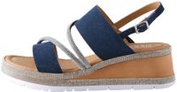 Next - Dames - Leren sportsandalen met glitterdetail, sleehak en open hiel, extra brede pasvorm - Blauw
