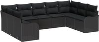 vidaXL Tuinbank Set 9-delig Zwart Polyrattan