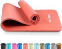 Tunturi NBR Yogamat Antidérapant - Tapis de fitness extra épais et doux - Tapis de sport - 180x60x1,5cm - Incl. application d'entraînement - Or Rose