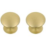 Amig - Pack van 2 Meubelknoppen - Diameter Ø28 mm - Kleur Geborsteld Goud - Gemaakt van Zamak - Gouden Trekknoppen voor Lades - Mod. 803