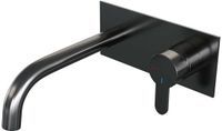 Brauer Gunmetal Edition Inbouw Wastafelmengkraan met Gebogen Uitloop en Afdekplaat Model D1 Gunmetal Geborsteld PVD