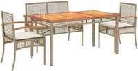 vidaXL Ensemble de jardin 4 pièces avec coussins poly rotin beige