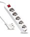 V-TAC Stekkerdoos met schakelaar en 1,5 m lange kabel, 5 stopcontacten, 10/16 A bypass + Schuko-stekker 16 A, stopcontact voor thuis, kantoor, winkel, kleur wit