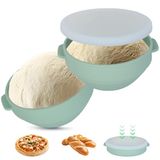 Cozary Pizzaballenbox met deksel, 2 stuks, pizzadeeg, fermentatiebox met meetschaal, doorzichtig deksel, opvouwbaar, geschikt voor magnetrons, diepvriezers en vaatwassers (16,7 x 7 cm)