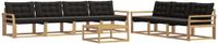 vidaXL - Bank loungeset - 7 zitplekken - Wit en zwart - Acacia hout