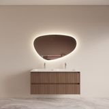Boss & Wessing BWS Badmeubelset Riga Met Asia Wastafel Wit 120 cm Donker Eiken Japandi