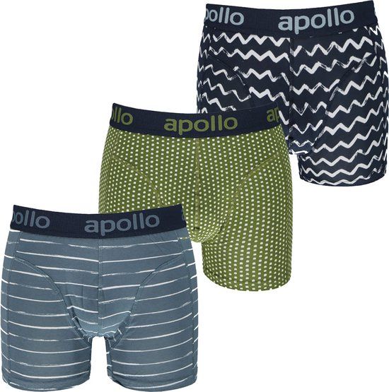 Apollo Boxershorts Heren Blue / Green Print 3-pack - XL