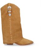 Sacha Dames Beige Suède Cowboylaarzen met Flap - Maat 41