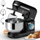 Merkloos Keukenmachine keukenmixer keukenrobot - 5 L - 1000 W - RVS mengkom - Zwart - Incl. accessoires