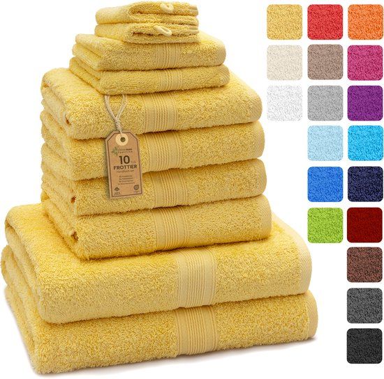 GREEN NatureMark Badstof handdoekenset, 10 stuks, geel