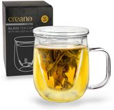 Creano theeglas 450ml - Grote theekop met glazen zeef en deksel - een ideale theezetmethode