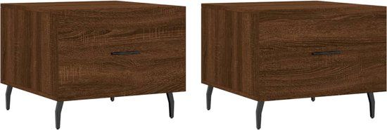 vidaXL Salontafels - Set van 2 - 50x50x40 cm - Bewerkt Hout - Bruin Eikenkleur