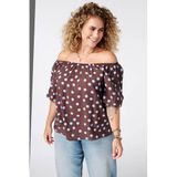 MS Mode top Plus Size met stippen - bruin