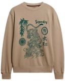 Superdry Tokyo Narrative sweatshirt met losse pasvorm Heren Stonewash Taupe Brown Katoen XL