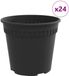 vidaXL Pot de fleurs rond - 24 pièces - Noir - Ø 19 x 16 cm - Plastique