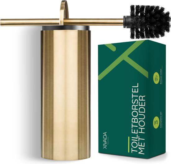 XIVADA Toiletborstel met houder Vrijstaand - Goud - RVS