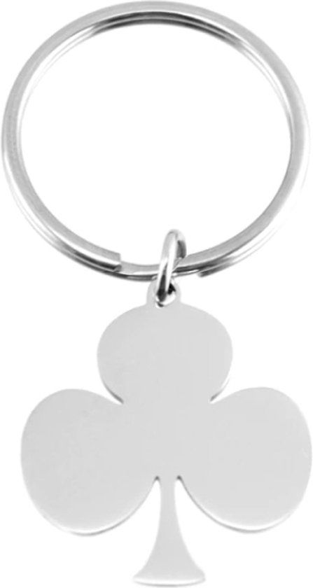 LGT JWLS Lookinggoodtoday Zilverkleurige Sleutelhanger Edelstaal Klaver