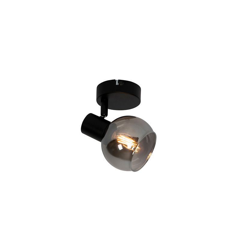 QAZQA Vidro - Art Deco Plafondspot - Zwart - Smoke Glass