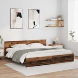 vidaXL Bedframe met hoofdeinde, Oud Hout, 180 x 200 cm