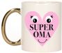 Bellatio Decorations Cadeau koffie/thee mok voor Oma - goud - Super Oma - keramiek - 300 ml