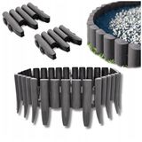 KRUMAD set de 2 bordures d'herbe, plastique aspect bois, 10 pièces, longueur totale 2,8 mètres, hauteur 24 cm. Bordure de jardin, séparation de bordure, résistant aux intempéries, anthracite