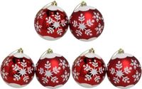 Gerimport Kerstballen - Rood - Kunststof - 6 stuks