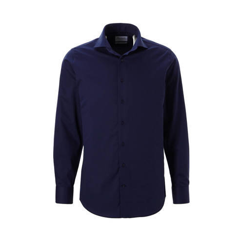 Michaelis slim fit overhemd heren Donkerblauw blauw