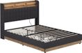 Vitalispa Nura Gestoffeerd bed – met 4 laden Antraciet/eiken