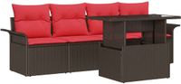 vidaXL Tuinbank Set 2 zitplaatsen Bruin Polyrattan
